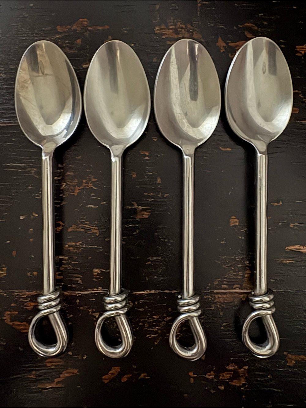 Gibson CUOMO Stainless OVAL SOUP SPOONS Open Ring Tip 18/8  Flatware Set of 4